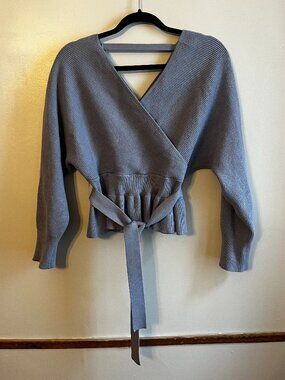 Wrap Style Sweater with Peplum Waistline | Zesica